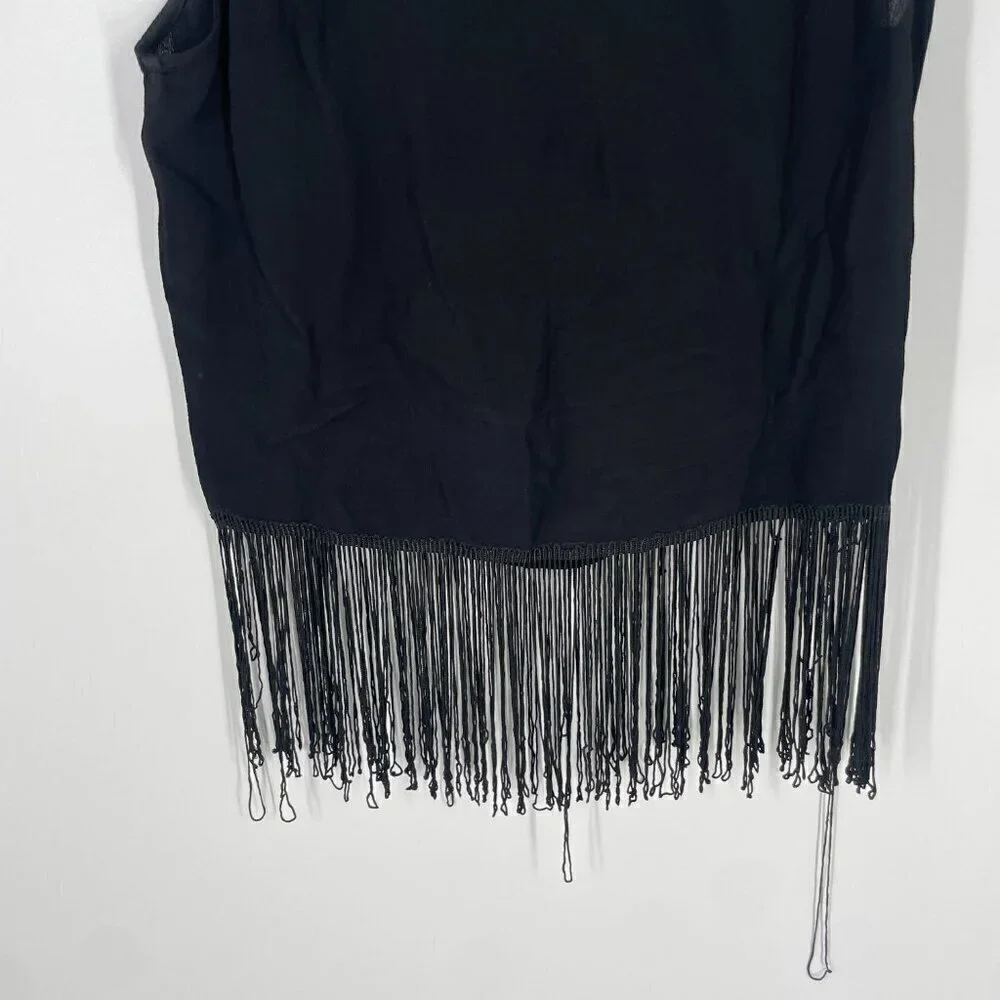 Mango MNG fringe top black sz M - Picture 11 of 12